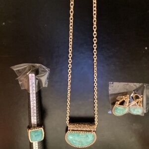 Studio Barse Turquoise Gemstones Earring Pendent Necklace and Ring NWOT